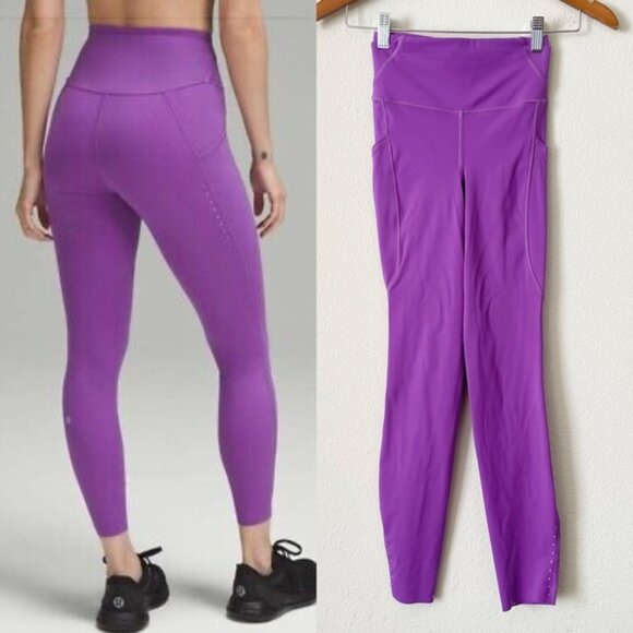 Lululemon SIZE 2 Fast & Free High rise leggings 25” in Moonlit Magenta Purple - Picture 1 of 8